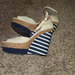 Platform ankle strap wedges